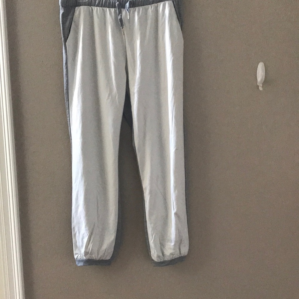 Women new Jogging pants with a spot on right legs faux leather in front&Material
